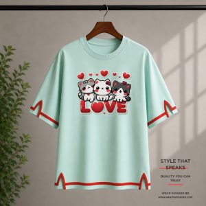 Women’s Three Pandas Love Site Cutting & Sleeve Cutting T-Shirt Unique & Bold!