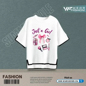 Women’s Premium Quality Just A Gril Site Cutting & Sleeve Cutting T-Shirt Unique & Bold!