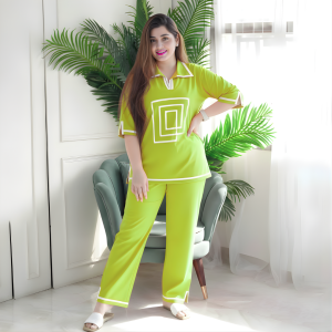 Women Side Cutting Plugget Polo Co-Ord Set – Olive