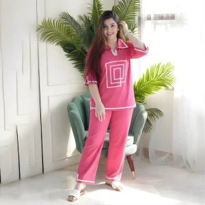 Women Side Cutting Plugget Polo Co-Ord Set – Paradise Pink