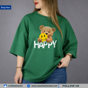 Happy Oversized T-Shirt | Unique & Chic | BOWKNOT GRAYSTAR