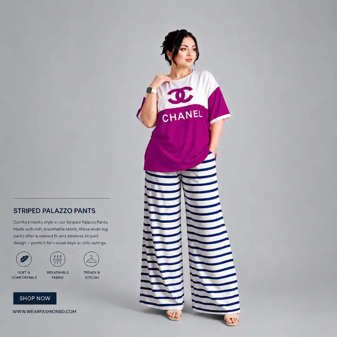 Women CHANEL Side Cutting Co-Ord Set – Violet/Blue Check