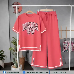 Women MAMA Side Cutting Co-Ord Set – Coral
