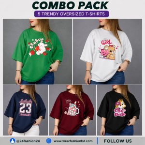 A 5 Pis Oversized Unique & Chic T-Shirt Combo