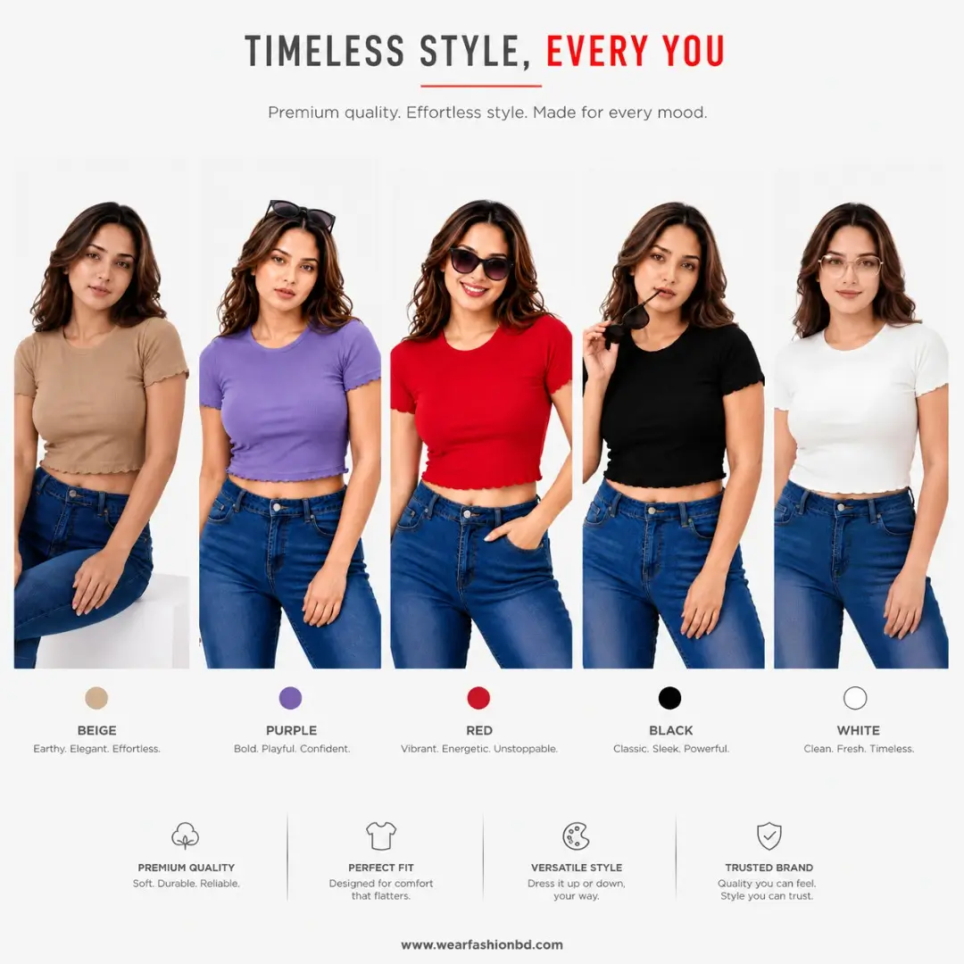 5 Pis Flora BunTech – Short Sleeve Crop Top