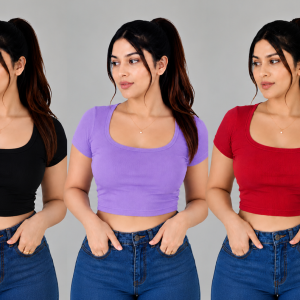 5 Pic Combo Floral – Short Sleeve Crop Top