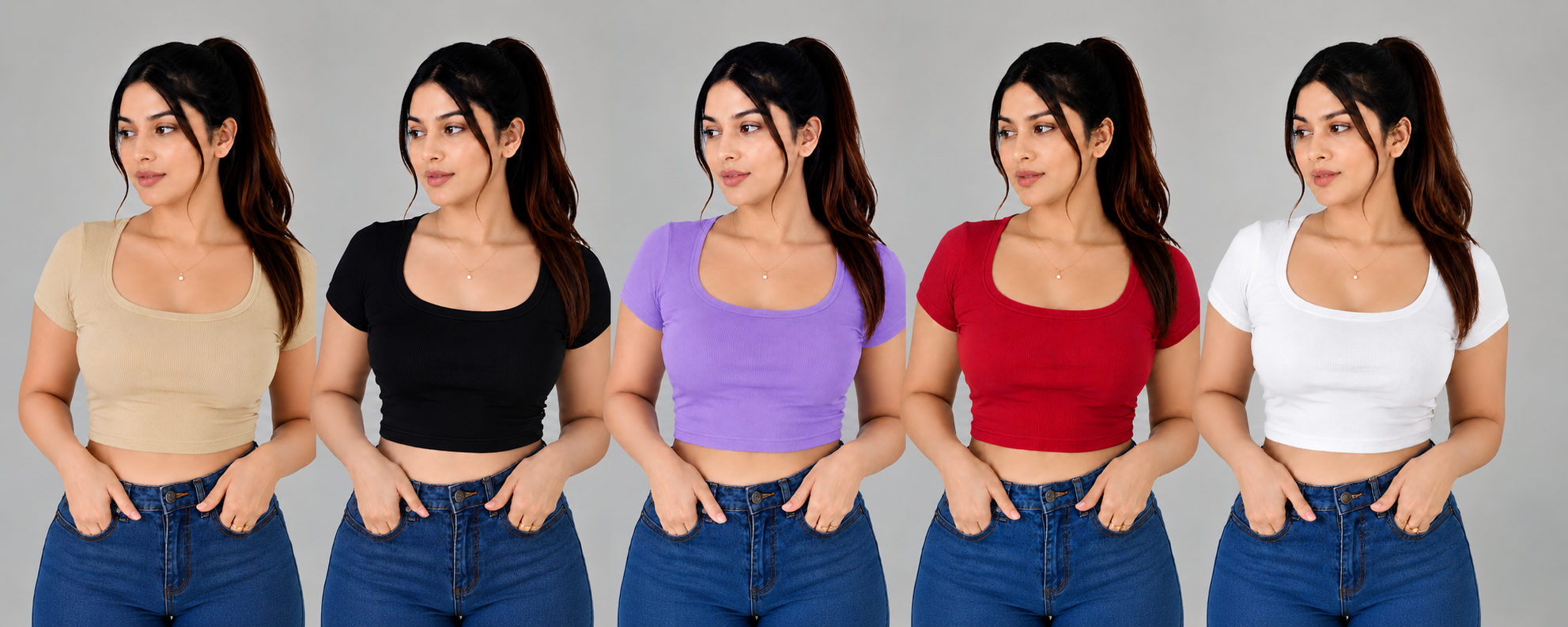 5 Pic Combo Floral – Short Sleeve Crop Top