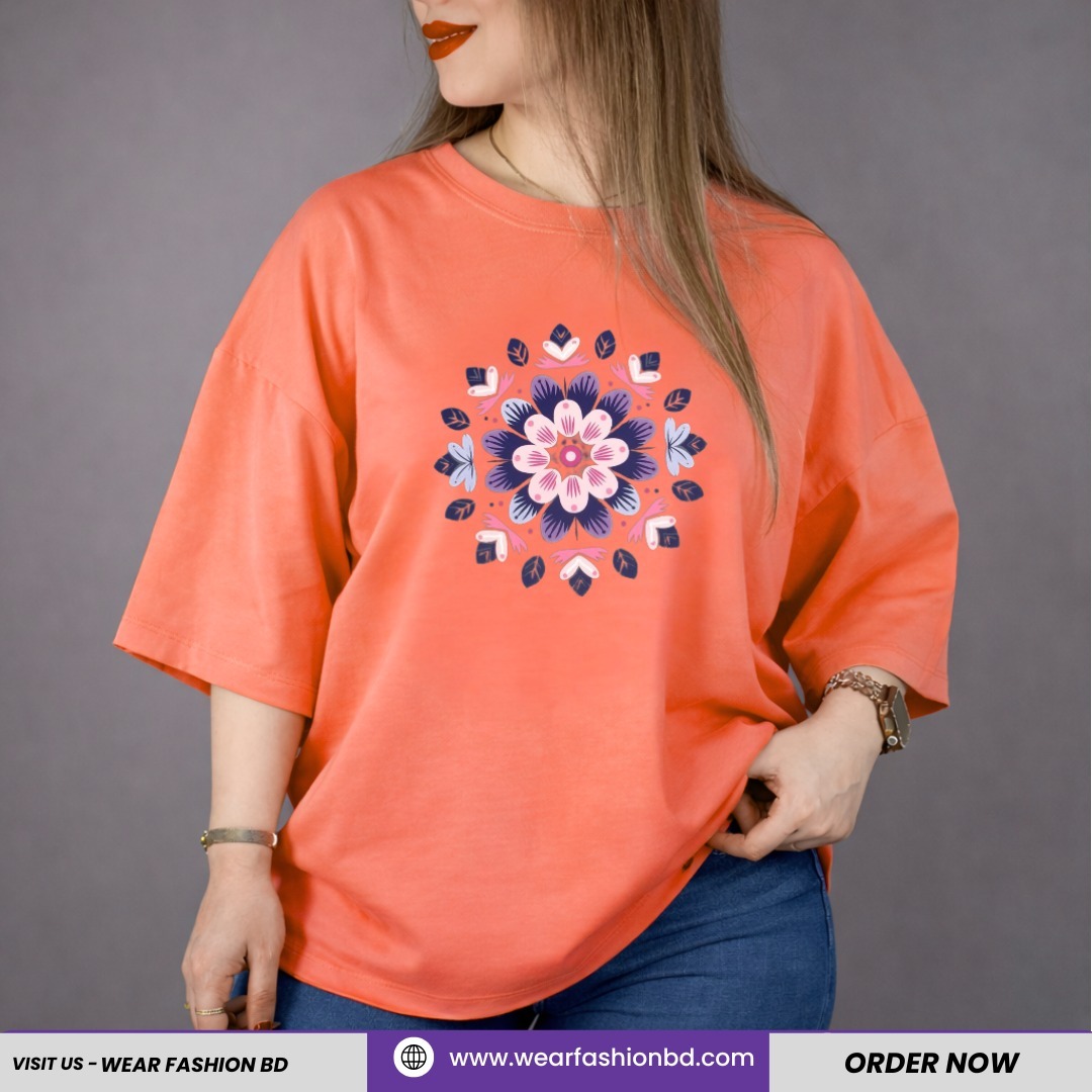 Women’s Oversized MANDALA ORANGE Unique & Tree