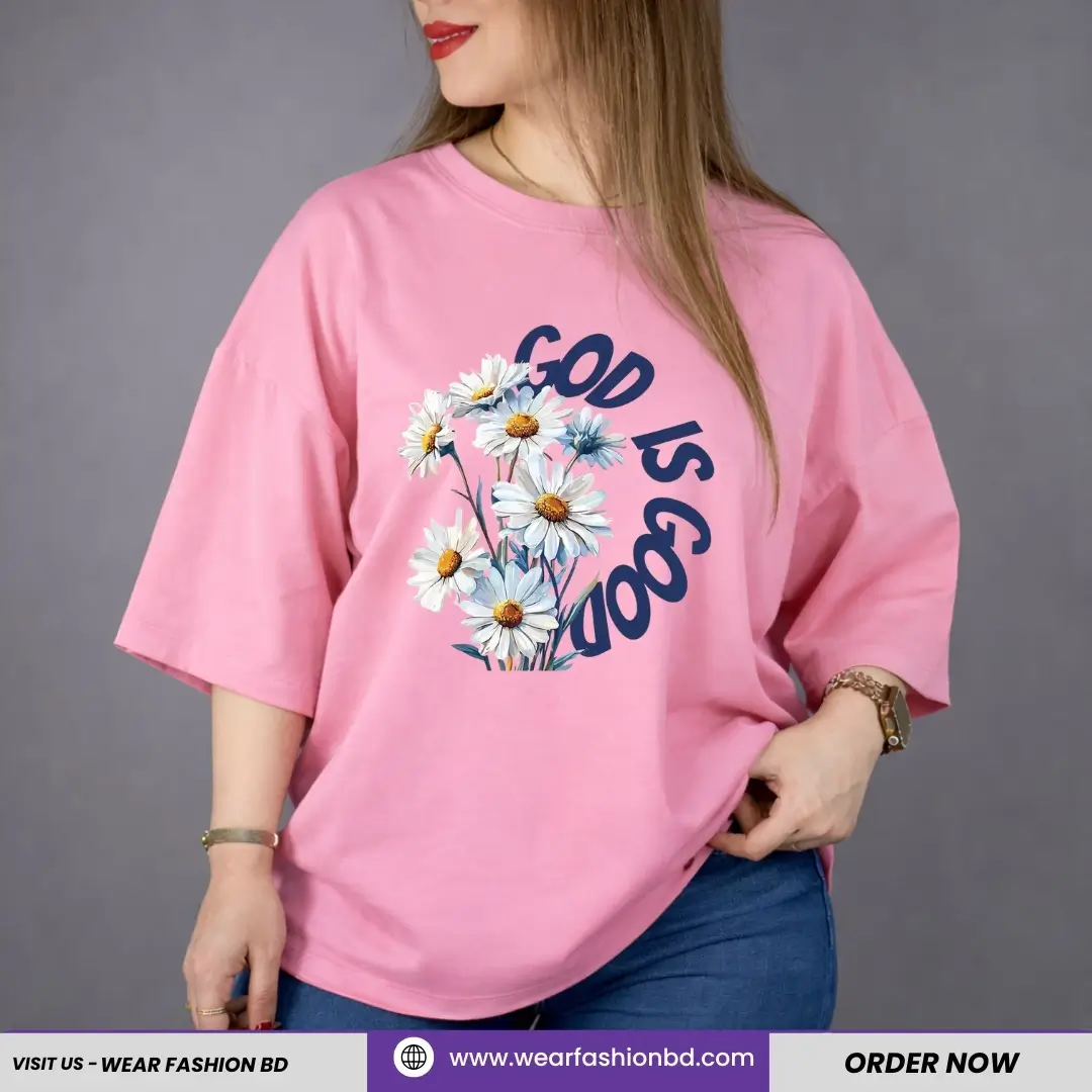 Women’s Oversized GOD IS GOOD PINK Unique & Tree