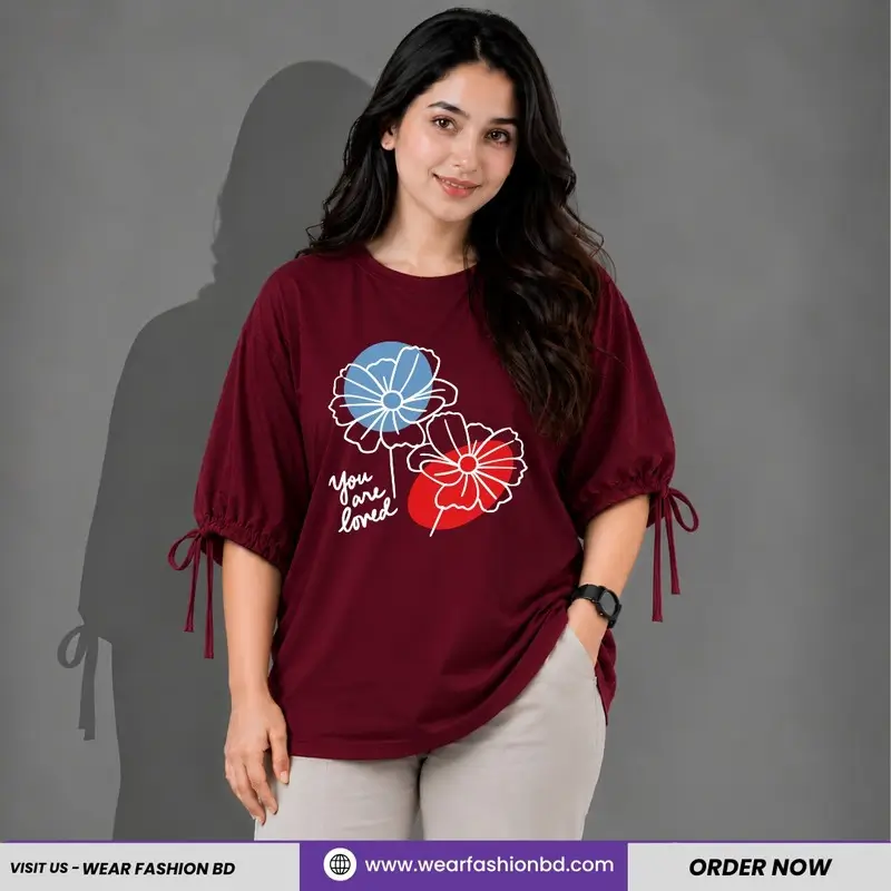 Women’s Oversized Two Hand Lace Totally Unique & You are Loved Meroon | TREE